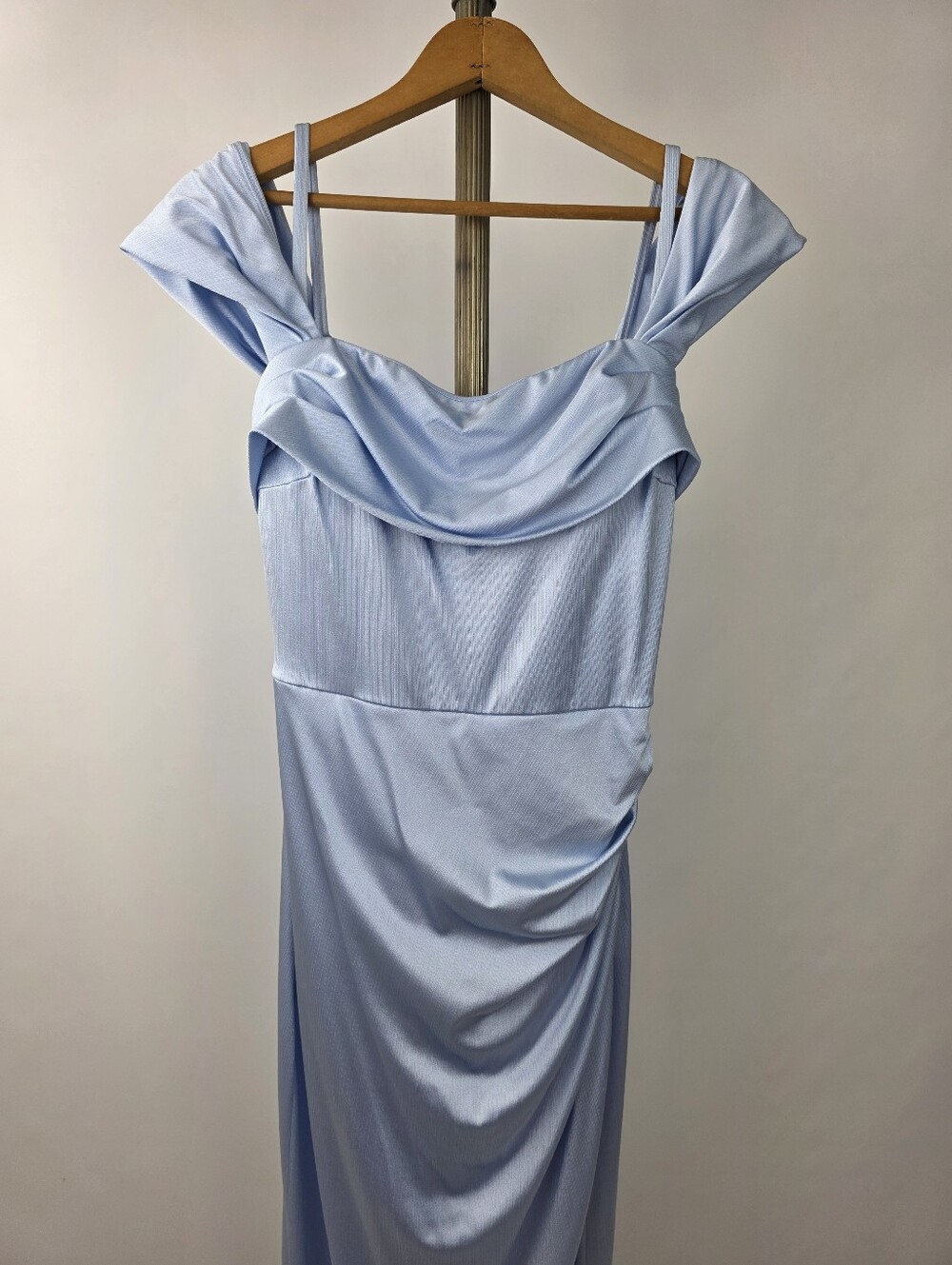 Popilush Women's Blue Shimmer Off The Shoulder Multi Wear Shapewear Dress Size L - Picture 8 of 14